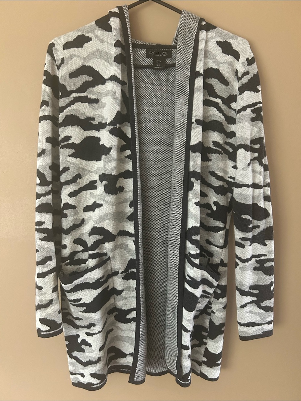 Rachel Zoe Black and White Knit Open Cardigan